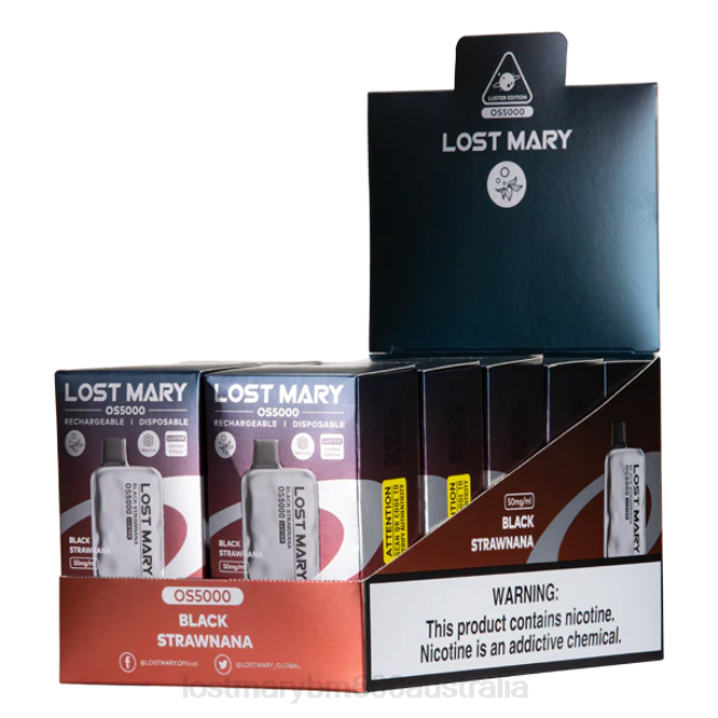 Lost Mary Vape Australia L64B11 LOST MARY OS5000 Luster Black Strawnana