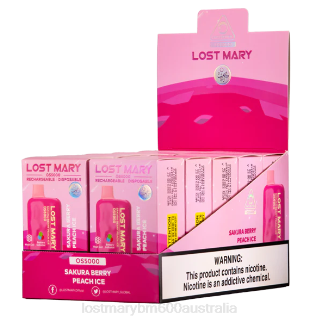 Lost Mary Vape Australia L64B61 LOST MARY OS5000 Sakura Berry Peach Ice
