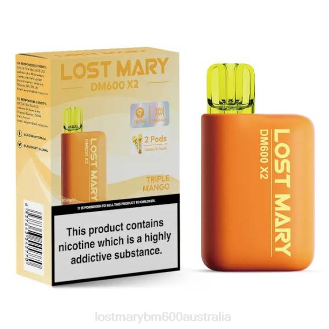 Lost Mary Flavours New L64B199 LOST MARY DM600 X2 Disposable Vape Triple Mango